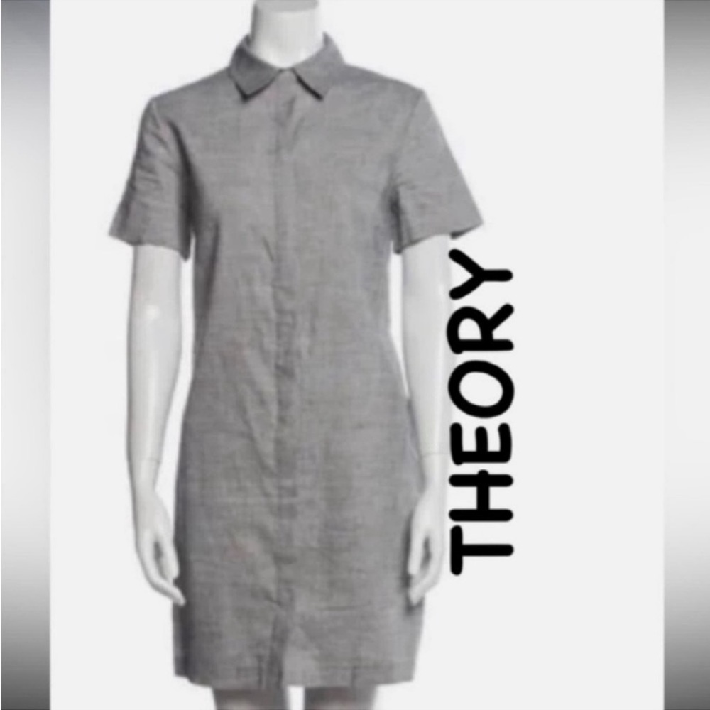 Theory Organic Linen-blend Mini
Dress In Light gray size P
